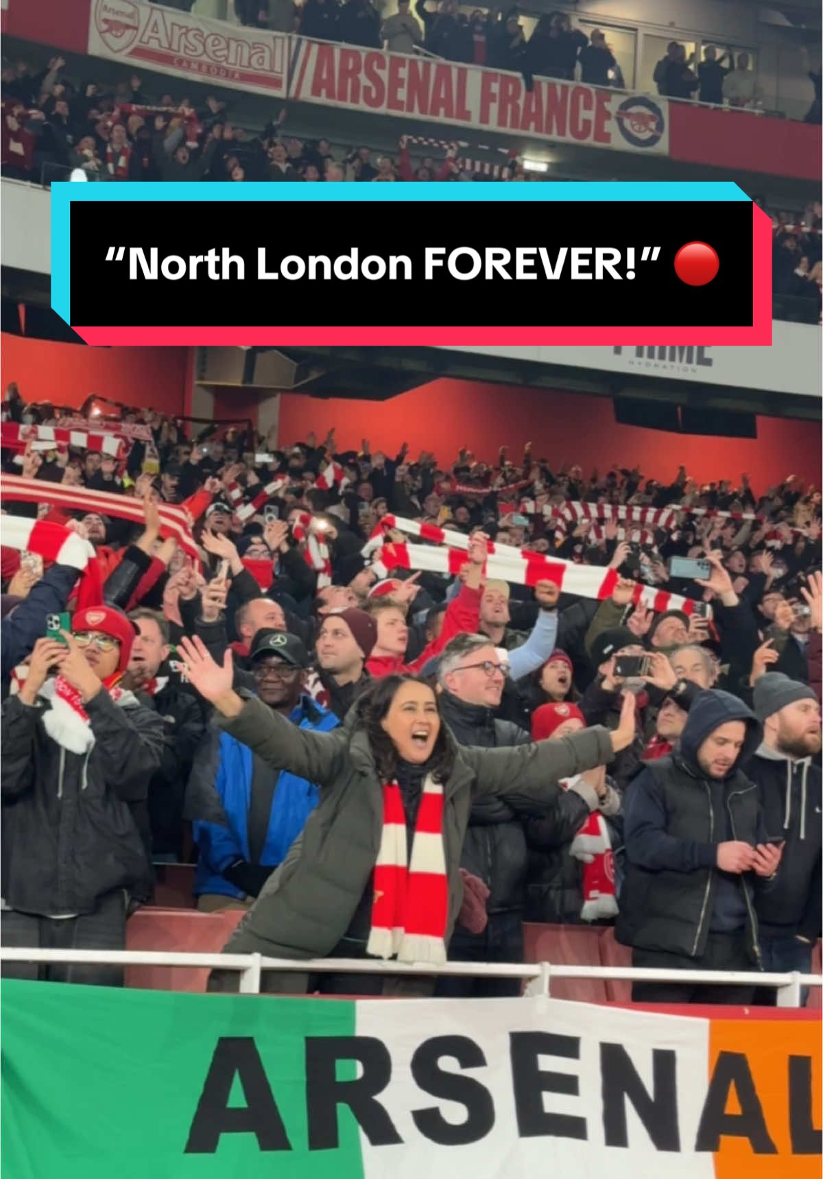 Arsenal fans sing North London Forever after winning the derby 🔴🎶 #football #nld #arsenal 