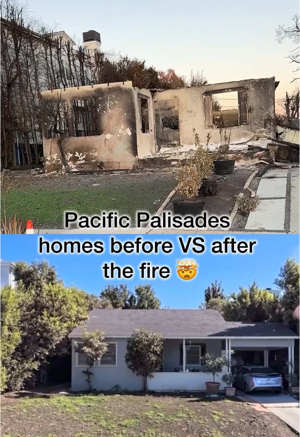 Pacific palisades homes before VS after then fire 🤯 #losangeles #pacificpalisades #eatonfire #californiawildfire 