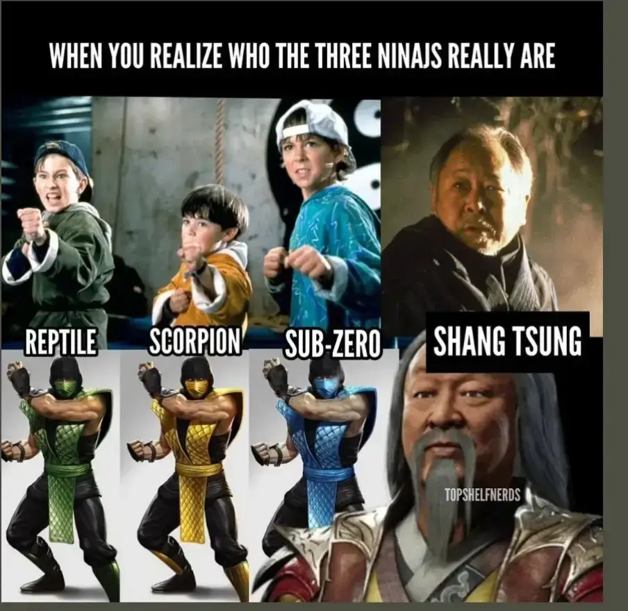 #mortalkombat1 #threeninjas #letsfight #childhoodmemories #finishhim #shangtsung #grandpamori  #tumtum #rocky #colt  #subzero #scorpion #reptile 