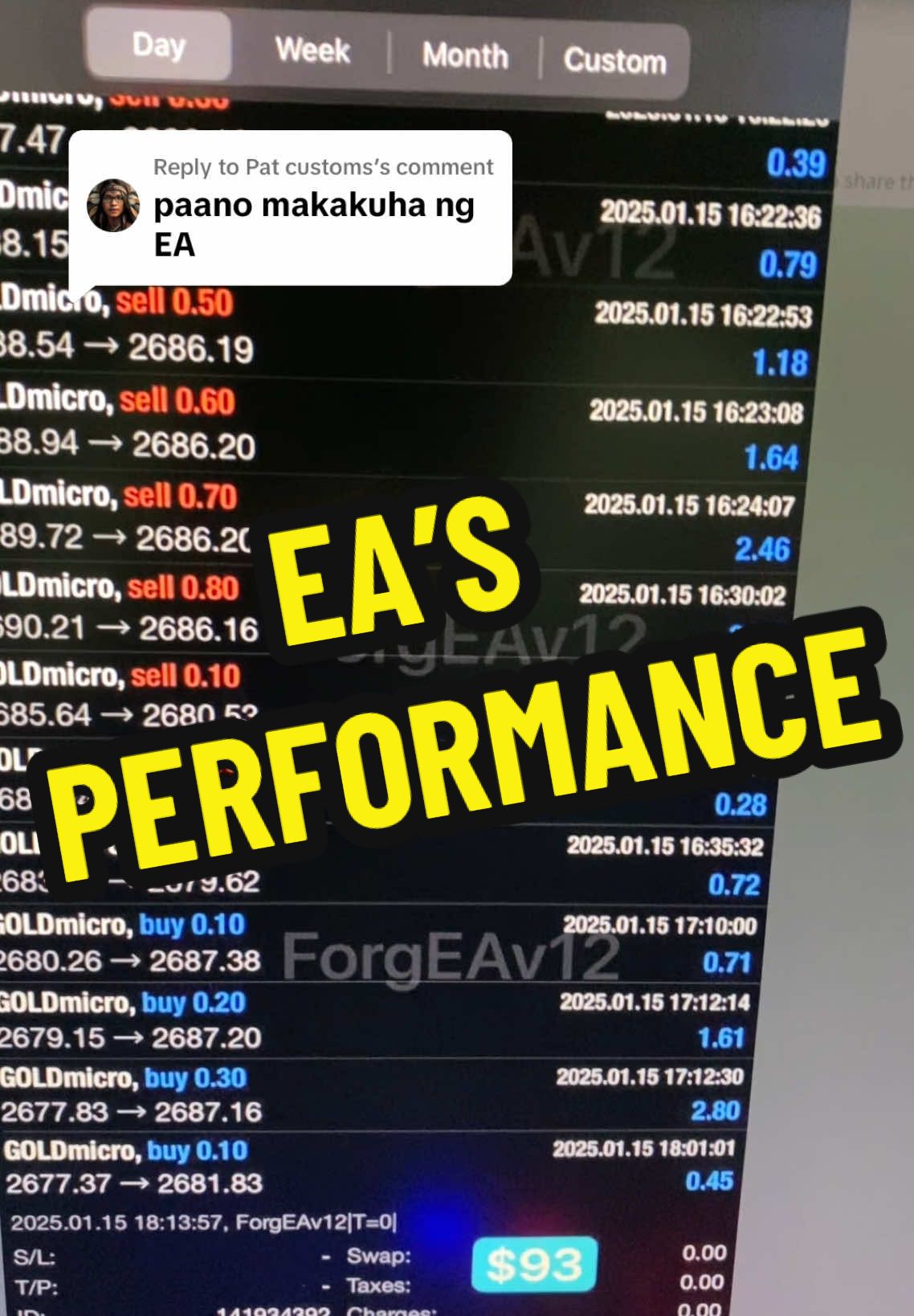 Replying to @Pat customs EA performance yesterday 📈 Solid! You can check the performance by logging in to our investors account. #forex  