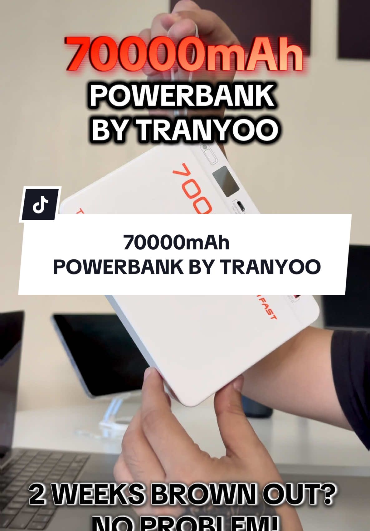 70000mAh POWERBANK BY TRANYOO! 2 WEEKS BROWNOUT? NO PROBLEM! AFFORDABLE AND HIGH QUALITY 💯 #powerbank #generator #affordable #fyp 