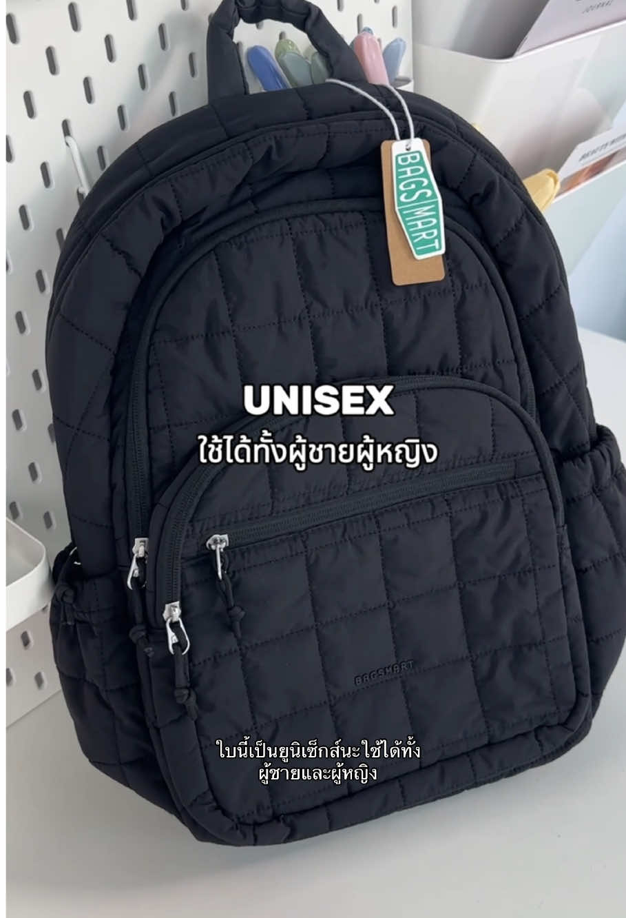 กระเป๋าเป้ดีไซด์สวยจุของได้เยอะ ใส่โน้ตบุ๊กได้💗🎒🎧 #backpack #black #backtoschool #bagsmart#BackToSchoolผ้าแฟชั่น #ผ #เสื้อผ้าแฟชั่น #FashionBag #bag #ถุง #travel #trip #travelbag#totebag