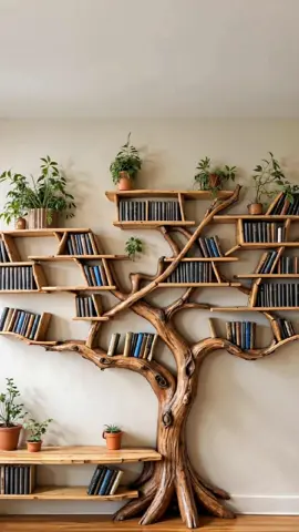 Perfect Tree Bookshelf for your Home Library  #interiordesign #spryinterior #interior #interiordecor #luxurylifestyle #aesthetic #elegantdesign #cozyhome #interior4you #neutraldecor #rustic