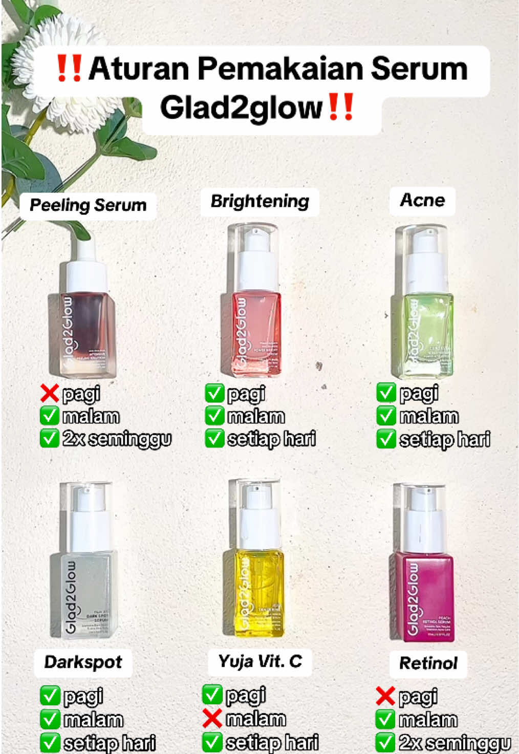 Aturan pemakaian serum g2g yan ga benar💯 #serum #glad2glow #fyp #xyzbca #racunskincare #rekomendasiserum #viraltiktok #fypシ #fyppppppppppppppppppppppp #belilokal #skincareviral #skincareroutine 