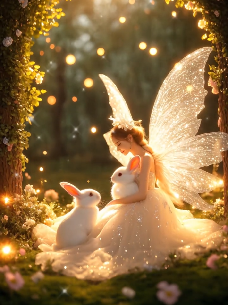 Magical Bunny Wedding in a Glowing Forest 🌿✨🐇 Celebrate love in a magical forest with a fluffy bunny couple and a radiant fairy! 🌿✨ From decorating glowing flowers to heartfelt moments under the archway, this whimsical wedding will enchant you. 🐇✨ #RabbitWedding #FantasyArt #WhimsicalJourney #MagicalForest #AIArtVideo #bunnylove 