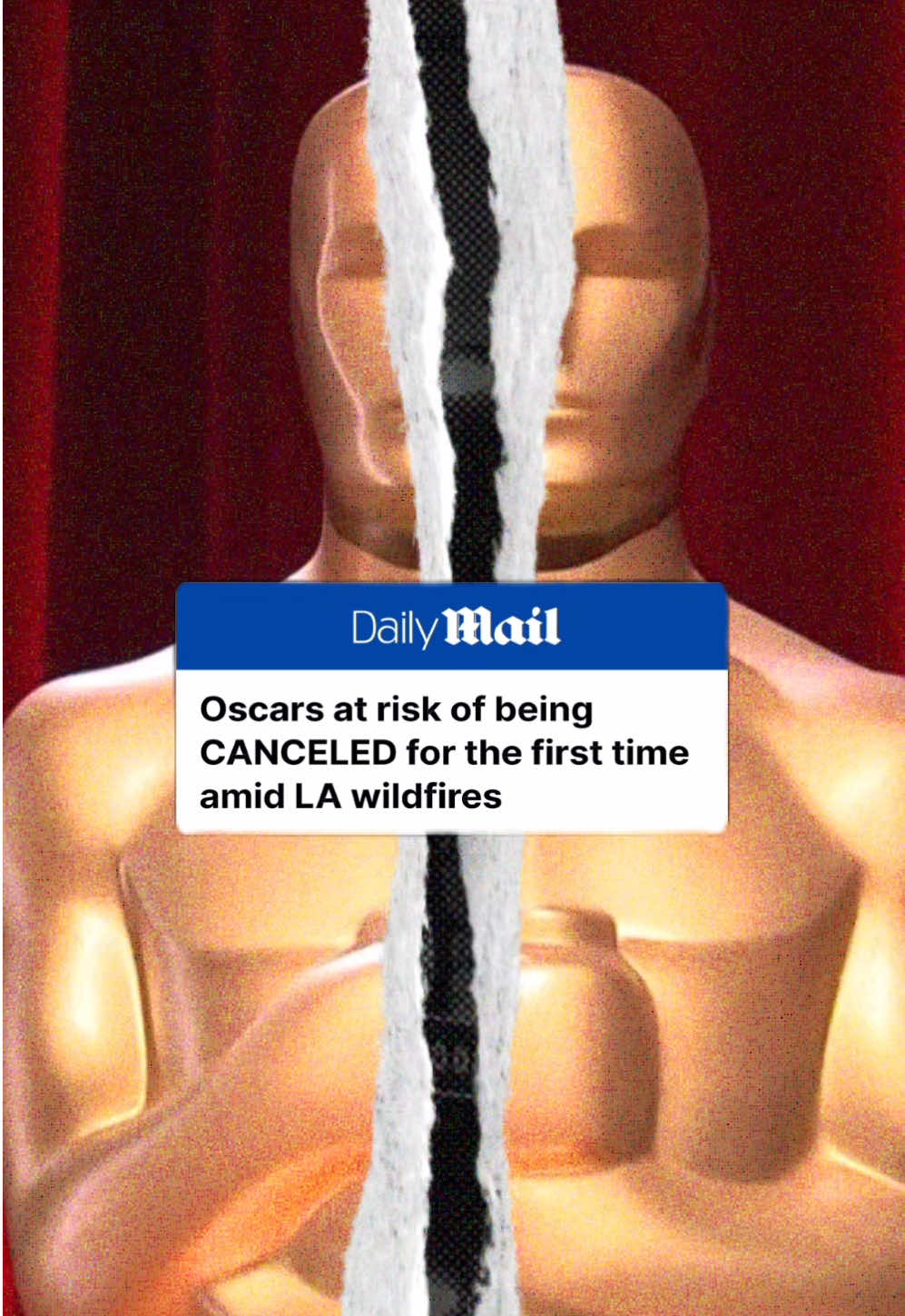 The Oscars may be canceled for the first time in its 96-year history due to the devastating wildfires raging across Los Angeles. The 97th Academy Awards face an unprecedented crisis as official committees, led by A-listers including Tom Hanks, Meryl Streep, Steven Spielberg, and Emma Stone monitor the situation daily. A secret 'contingency strategy' is reportedly in place for it to be called off due to concerns that the proceeding could be seen as tone-deaf. Read more on DailyMail.com #la #fire #hollywood #celebrity #movie 