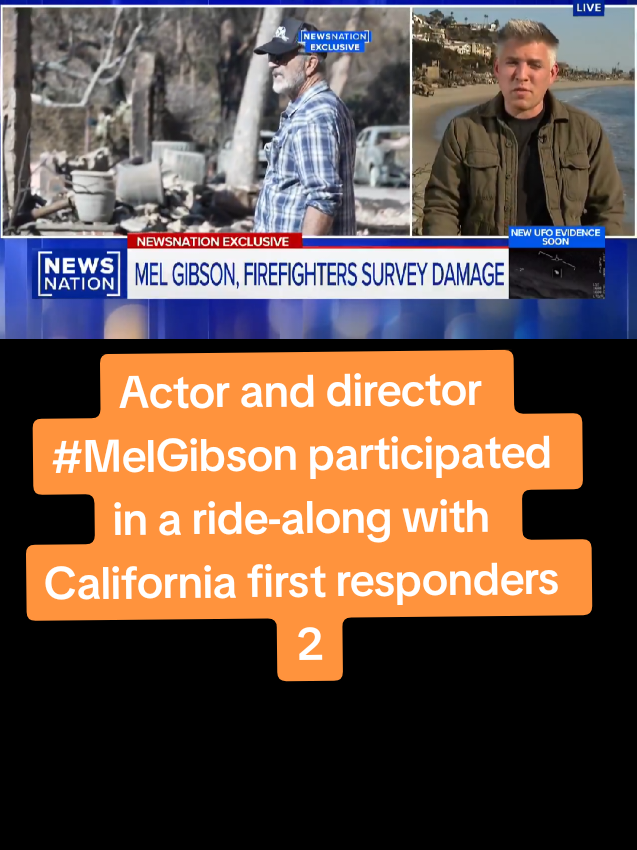 Actor and director #MelGibson participated in a ride-along with California first responders to survey the remains of Malibu properties scorched by devastating wildfires.  #LosAngeleswildfire #palisadesfire #wildfire #californiafire #MelGibson 