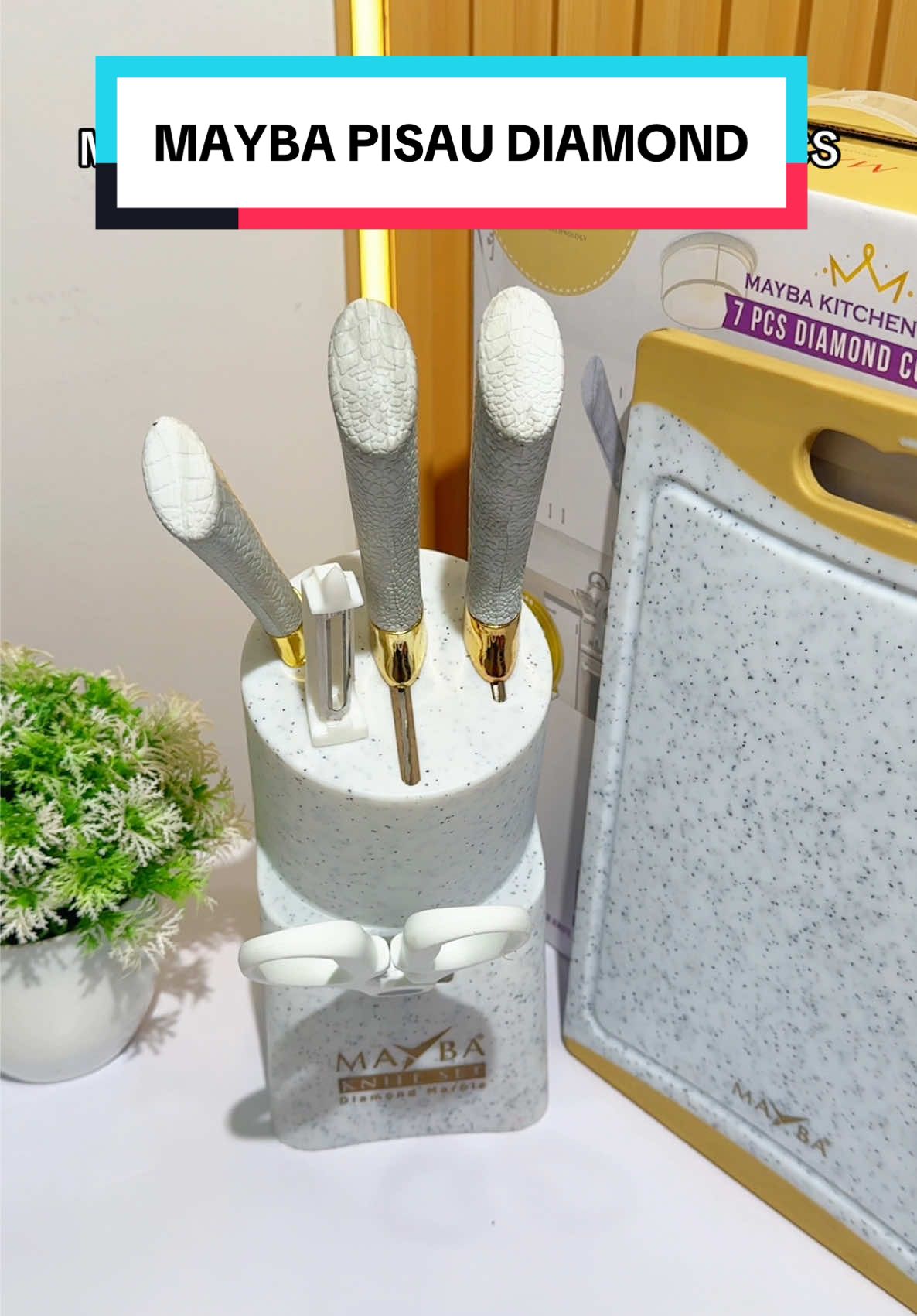 MAYBA PISAU SET DIAMON MARBLE Pisau set tajam, anti karat, aesthetic, dan anti bakterial GRATIS TALENAN! #mayba #pisau #pisauset #diamond #pisaudiamond #putih #estetik #fyp #foryou #kontenviral #trend #unboxing #cookware #viral