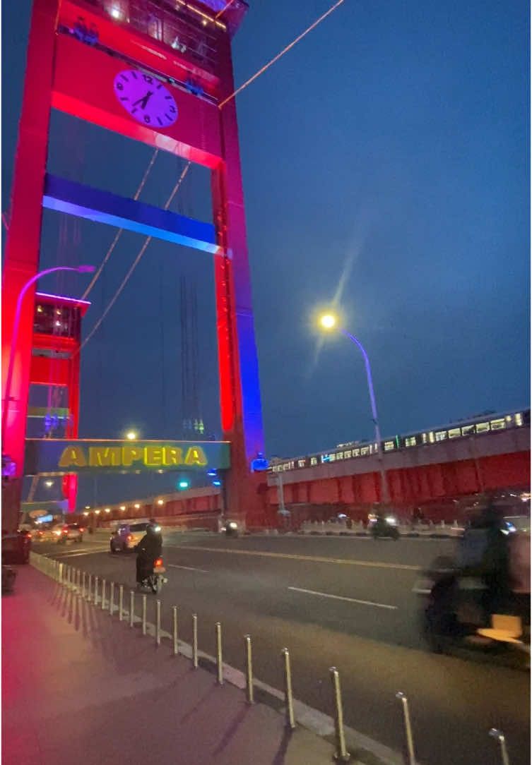 LRT beside Ampera Bridge #Palembang#ampera#lrt#fyp 