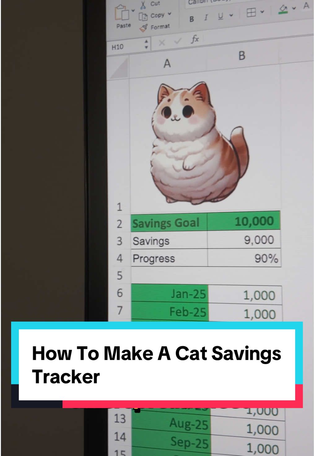 How to make a cat themed savings tracker in excel #budgeting #personalfinance #financialliteracy #moneygoals 