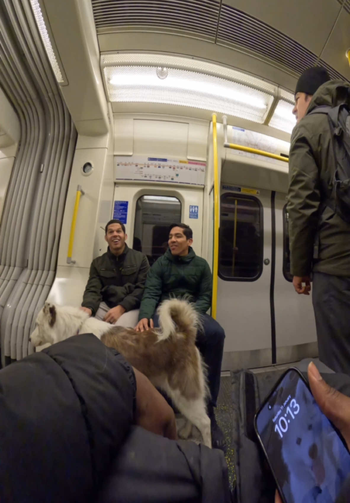 Train interactions with my dog!!  #husky #viral #pets #doglover #fyp #subway #foryoupage #california 