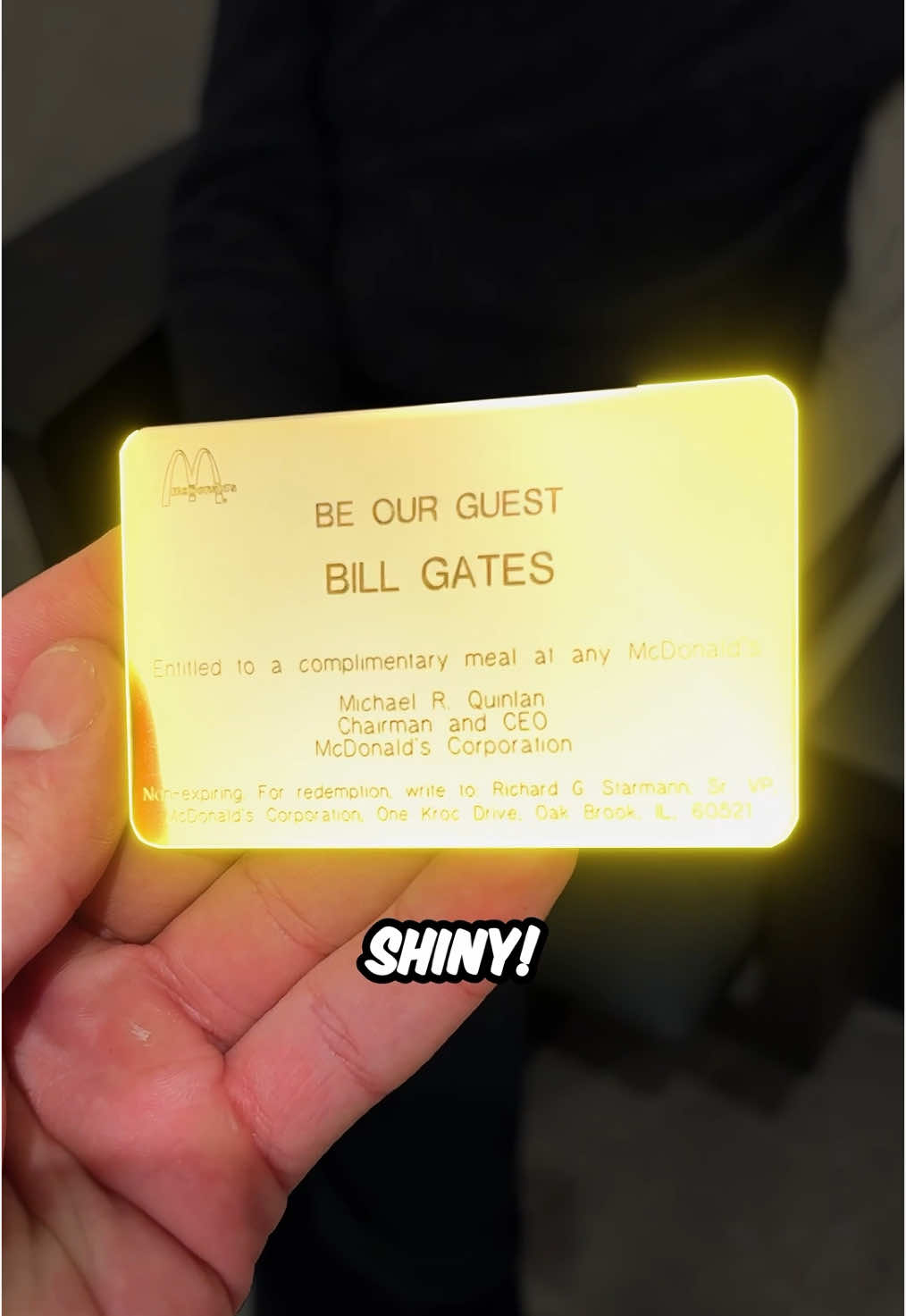 McDonald’s Gold Card #McDonalds #billgates 