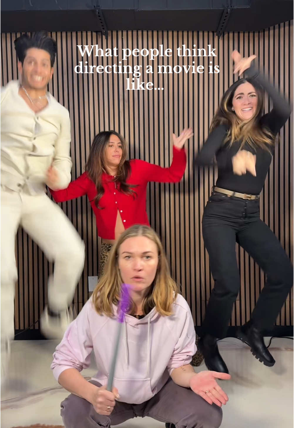 The director with her actors 😍 WISH YOU WERE HERE IN THEATERS TOMORRRRROWWWWWW #wishyouwereheremovie #lionsgate #juliastiles @Mena Massoud @Gabby Kono-Abdy @AMC Theatres @Isabelle Fuhrman 