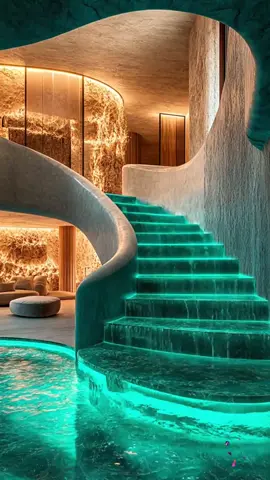 A stunning waterfall staircase that brings tranquility and luxury together! 🌊✨ Perfect for bold and serene interiors. #WaterfallStaircase #DreamInteriors #LuxuryLiving #AquaVibes #InteriorGoals #StatementStairs #tiktokmademebuyit