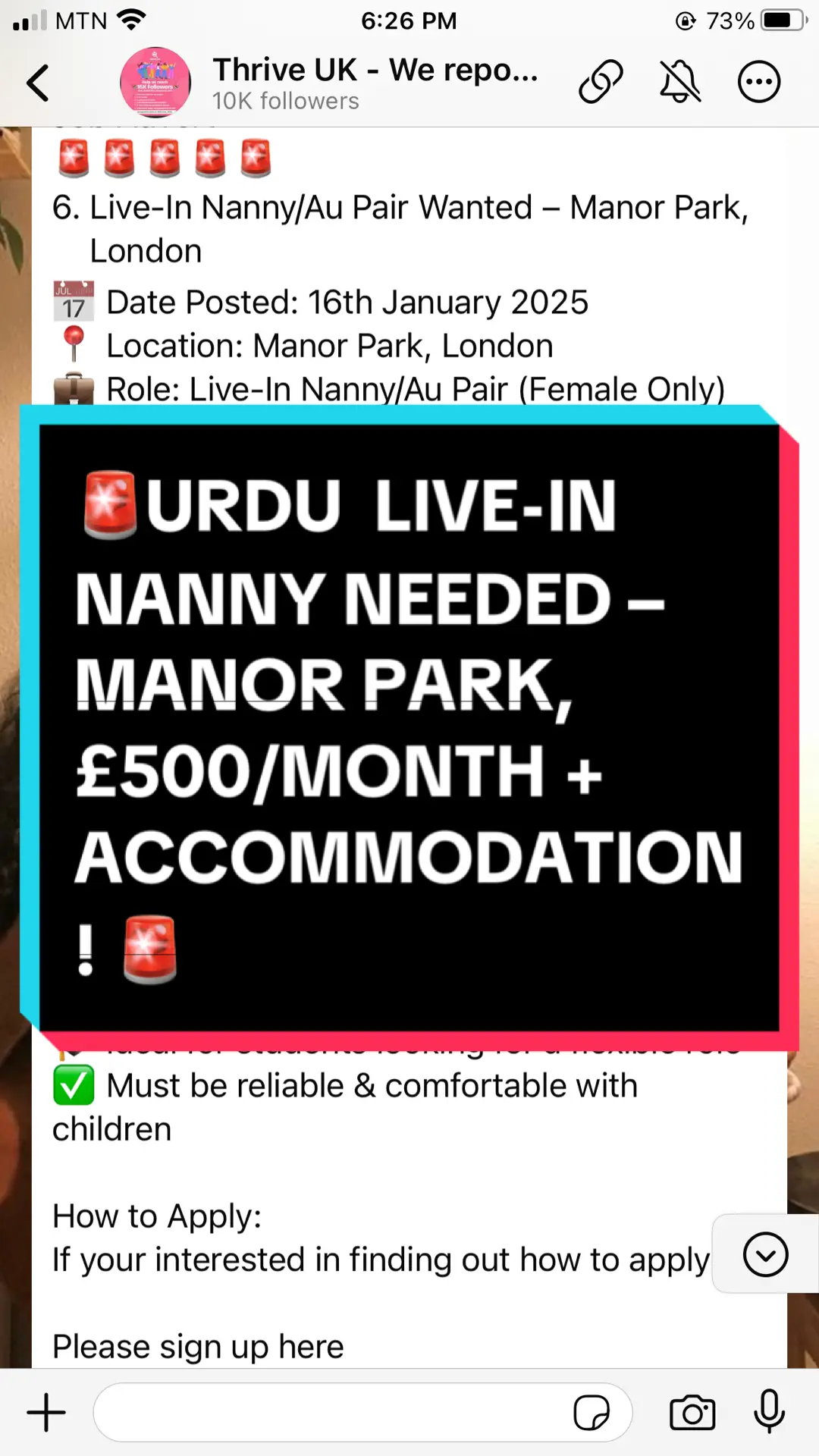 💼 Looking for a caring nanny to help with kids & household chores. Urdu/Hindi speakers preferred but not required! 📞apply today! #NannyJobs #LiveInNanny #LondonJobs #HiringNow #UKJobs #AuPair #ChildcareJobs #ApplyToday #spendsometimeaway #vacation 