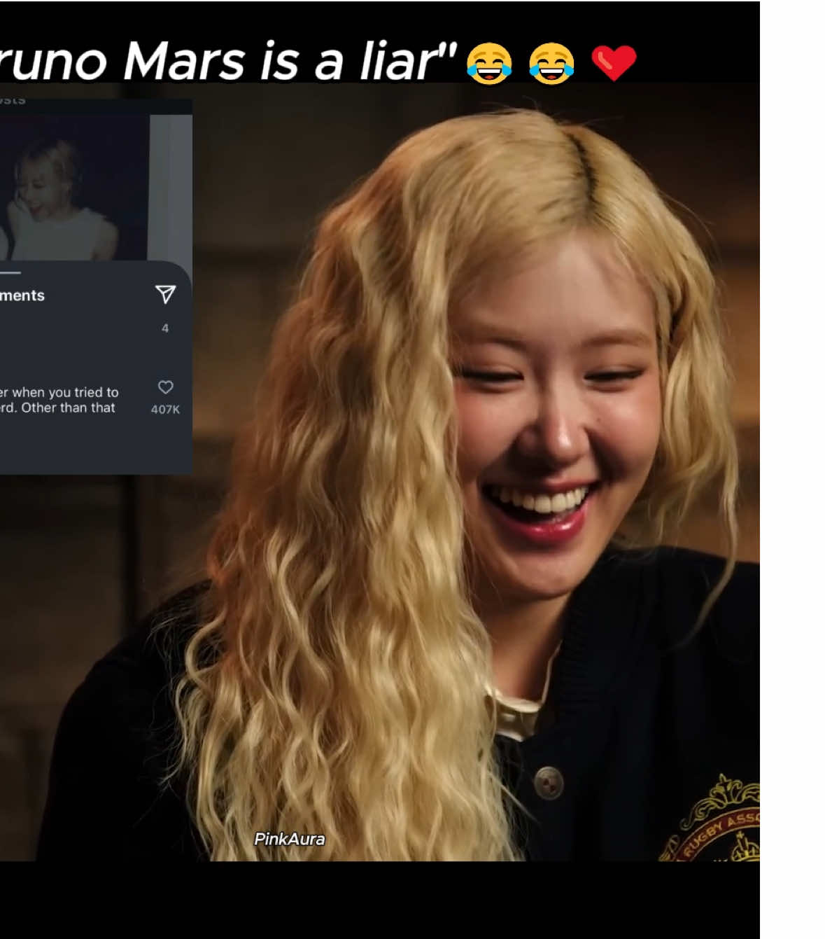 Her laugh 😂❤️❤️.                         #blackpink #rosé #rosie #brunomars #apt