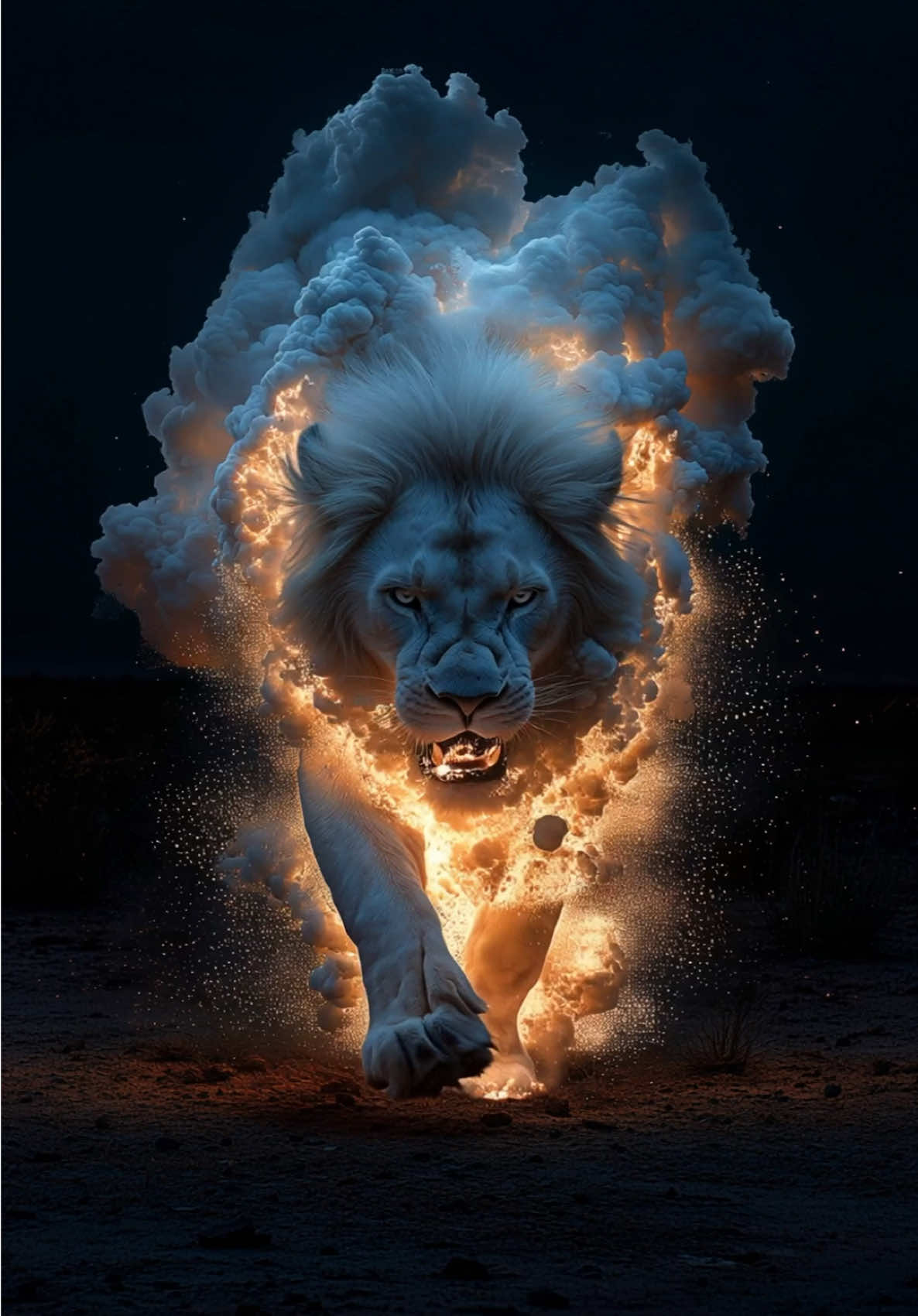 POWERFUL SMOKEY LION | Free Wallpaper 4K #midjourney #aiart #wallpaper 