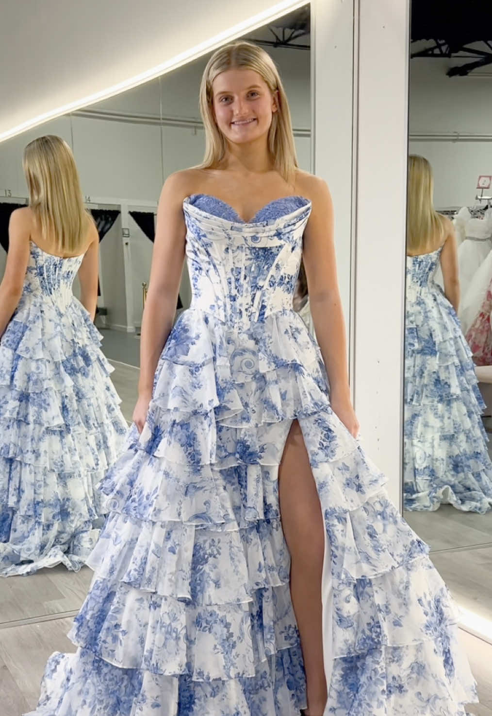 Our dream dress 🩵🤍 #fyp #prom #sherrihill #prom2025 