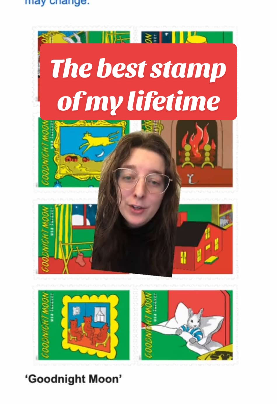 Possibly my all time favorite stamp is coming out this year and also how to learn about stamps in the ~future~ #stamptok #stampnews #usps #postoffice #stamps #goodnightmoon #spongebobsquarepants #spongebob #greenscreen 