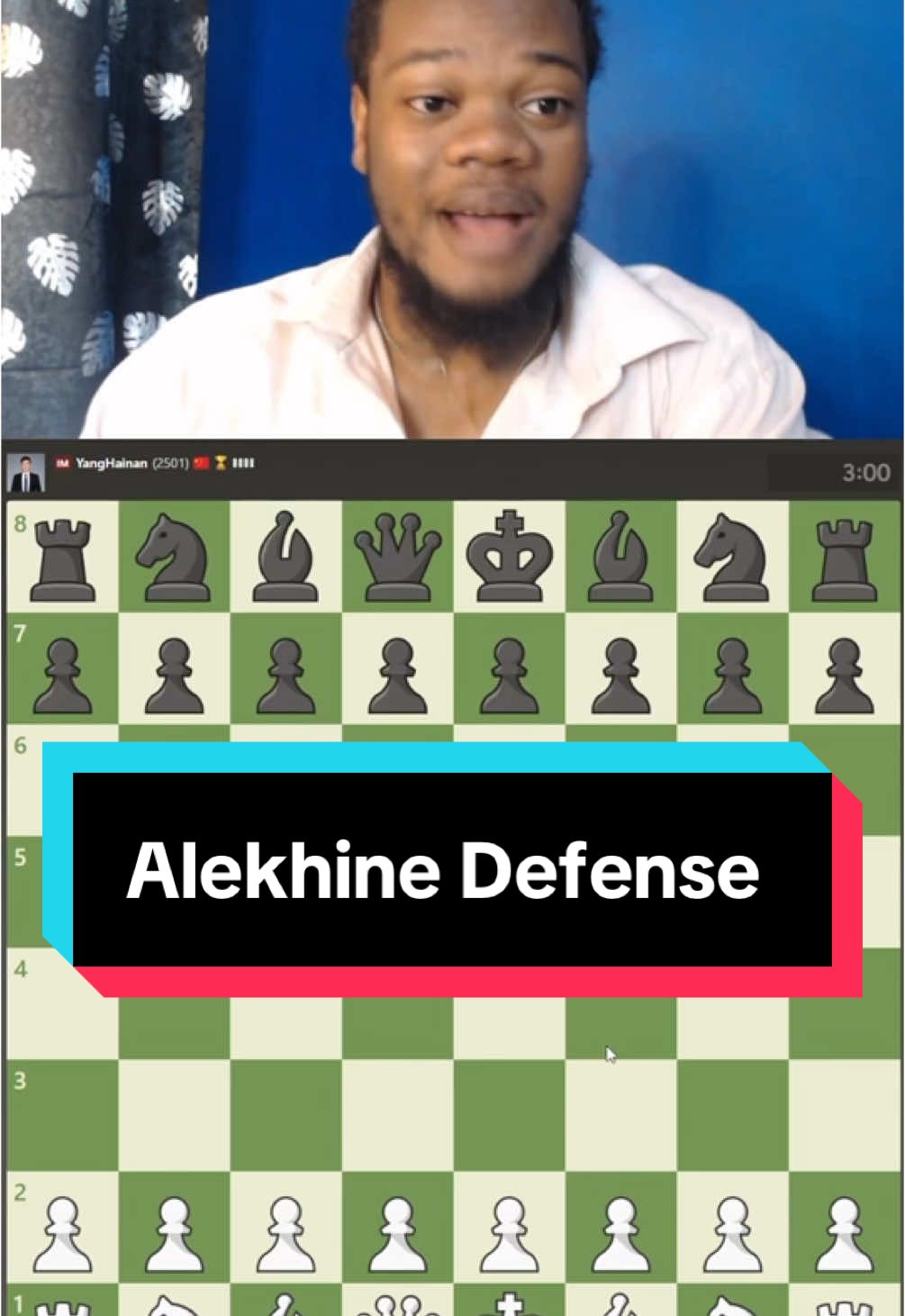 Alekhine Defense  - I was dead lost in the end but I managed to pull off a very thematic draw idea where he was forced to stalemate the game because I kept on checking him.Also putting my knight on the edge of the board was bad  - #chess #chesscom #chesstok #chesstricks #chesstips  -