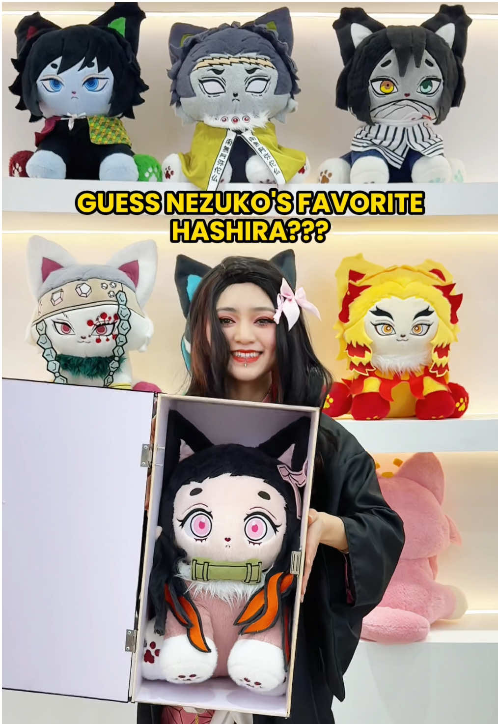 GUESS NEZUKO'S FAVORITE HASHIRA??? #hashira #demonSlayer #kimetsunoyaiba #kny  #nezuko #obanai #muichiro #rengoku #shinobu #giyuu #gyomei #kimetsu_no_yaiba #animeedit #plush #plushtoys #fyp