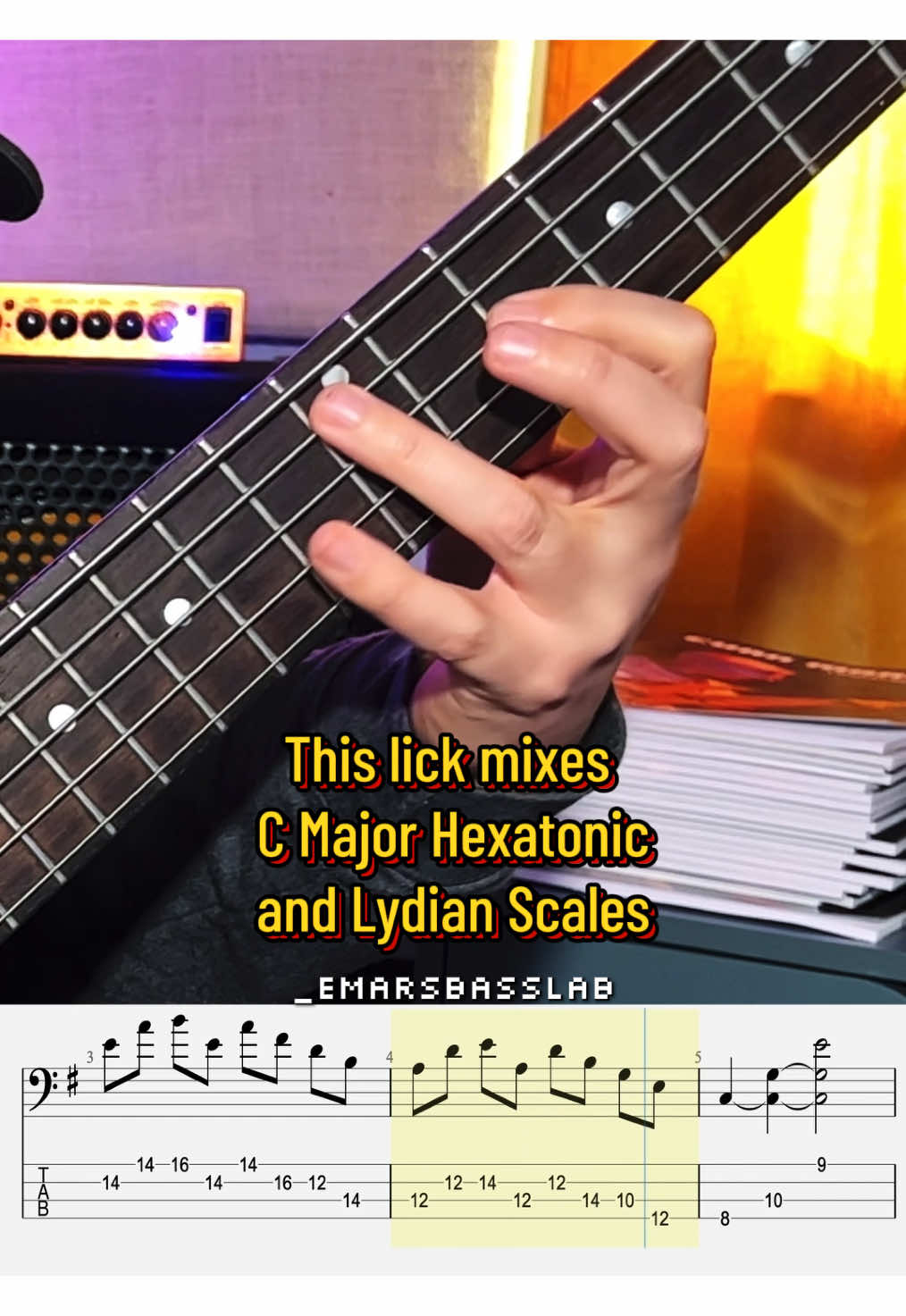 When you mix C Major Hexatonic and Lydian Scales 🧪 #emarsbasslab #evanmarien #bassguitar #bassguitarist #bassguitartiktok #musiclesson #bassplayer #basssolo 