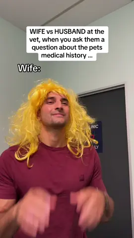 Call your wife its okay … we’re used to it ! Shame the look of confusion most husbands have is hilarious ! Im so curious are there husbands out there that could answer all the vets questions ??? #vet #relatable #funny #dogs 