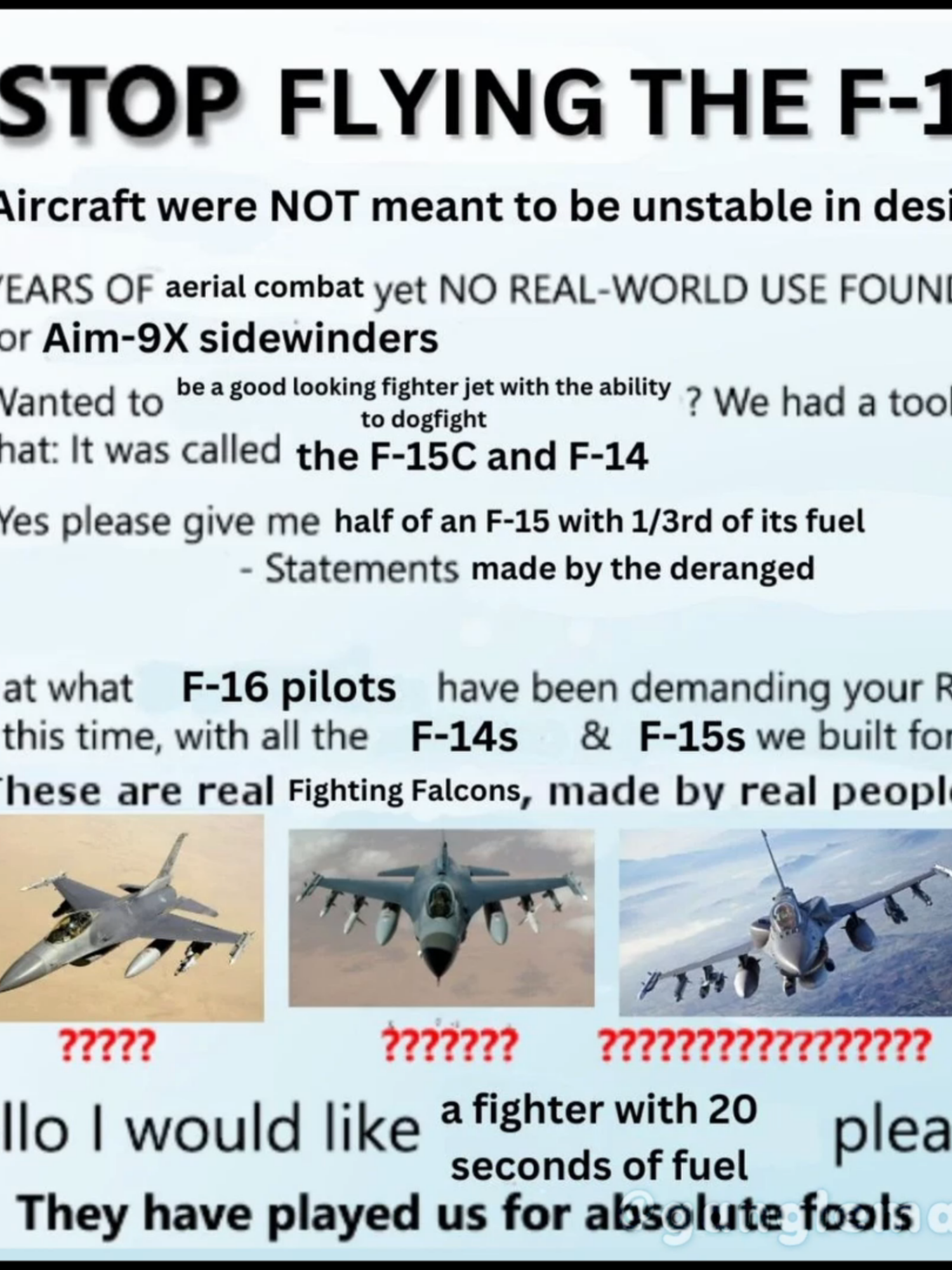 STOP FLYING THE F-16 i don't know what these words mean ----- #voice #voiceover #voiceactor #voiceacting #meme #memes #voicepost #voiceposting #f16 #planes #jets #fighters