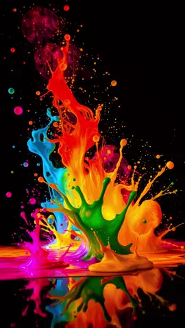 Paint Spills Creating Colorful Liquid Splashes Against A Dark Background, #livewallpaper #4klivewallpaper #CapCut #wallpaper #abstractart