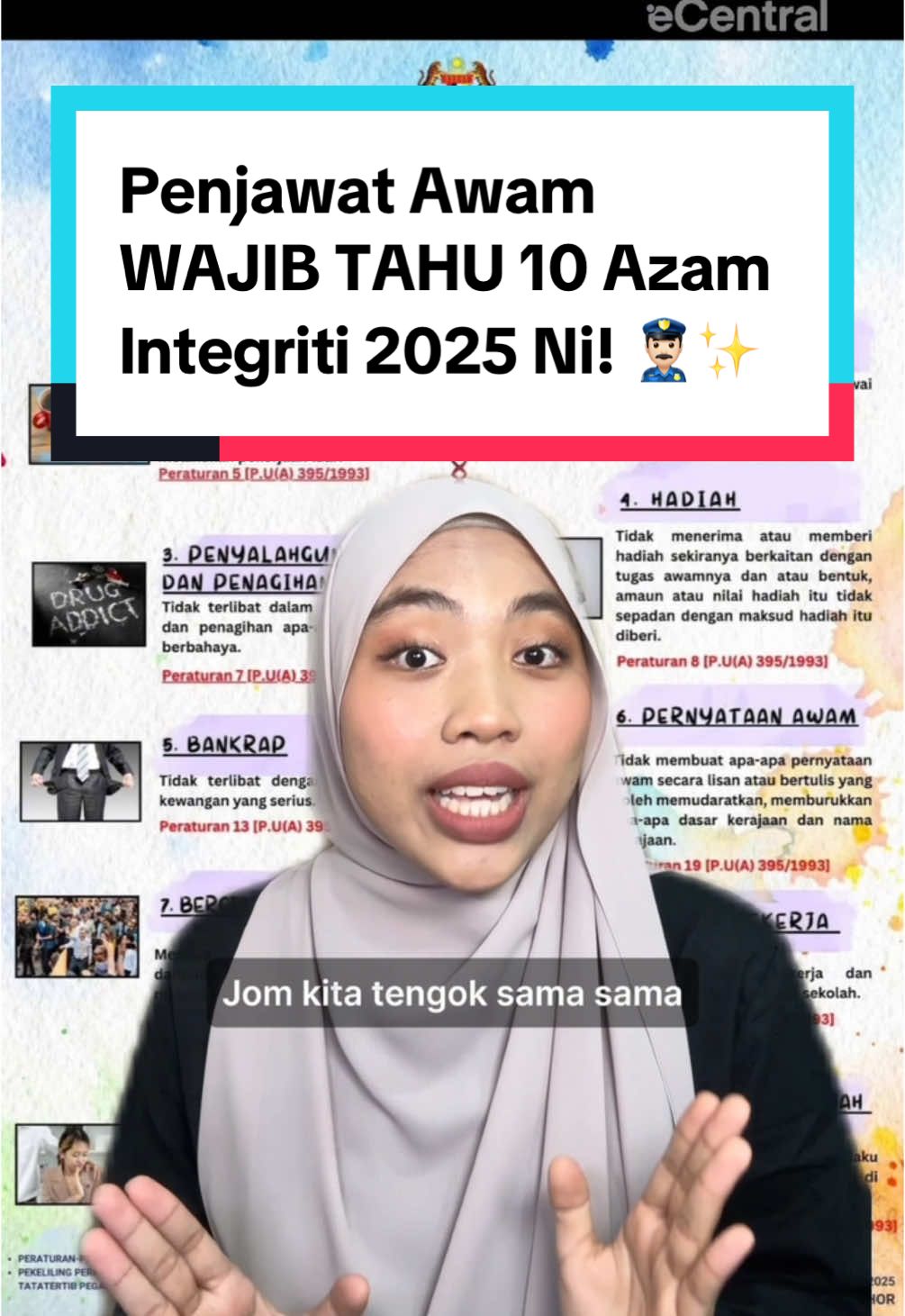 Nak jadi penjawat awam mesti tahu 10 azam integriti penjawat awam 2025 ni. Jom belajar sama-sama peraturan pegawai awam untuk perbaiki kualiti perkhidmatan awam kita. #penjawatawam #penjawatawammalaysia #pegawaikerajaan #pegawaiawam #perkhidmatanawam #azamintegriti 