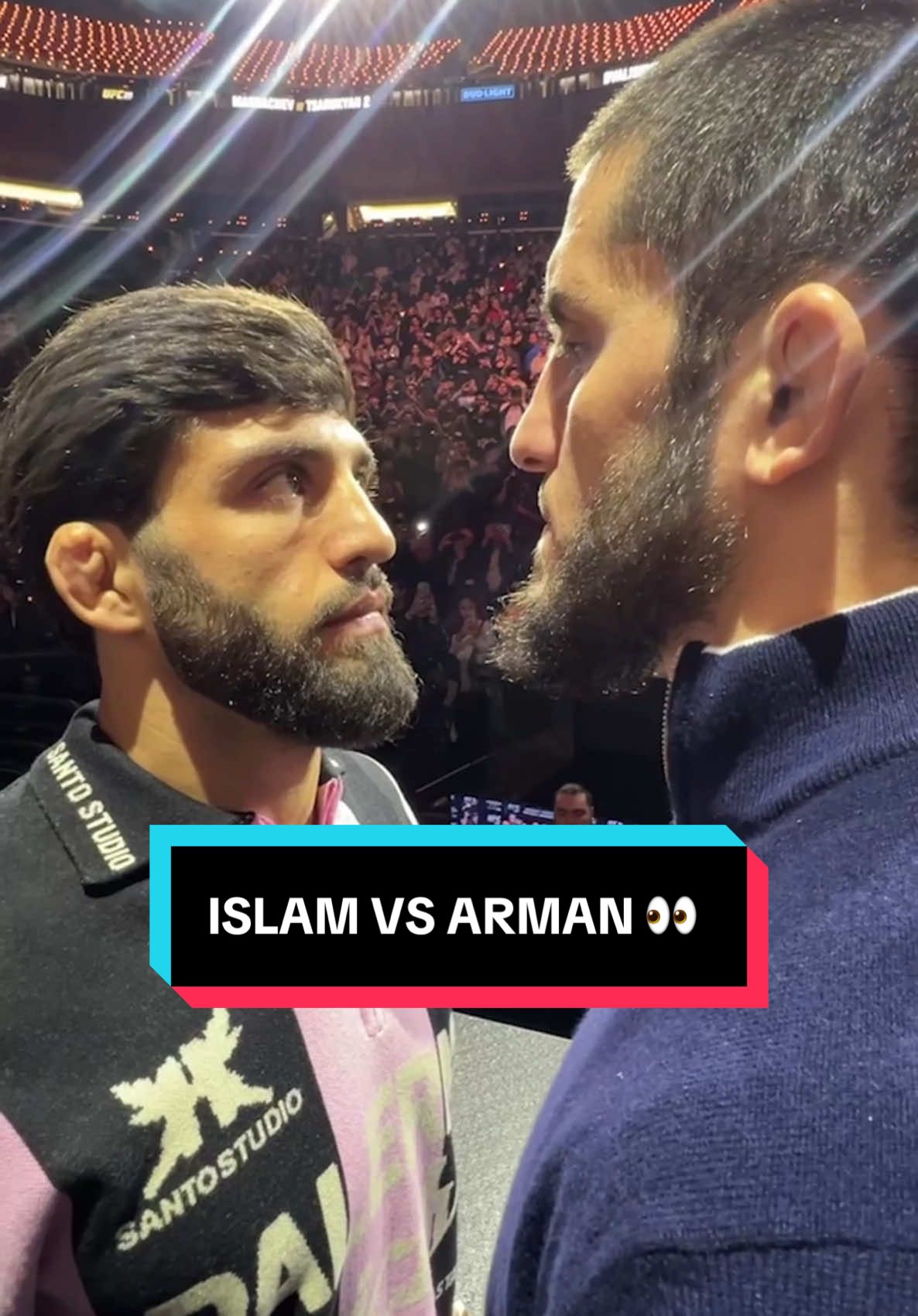 Up Close 👀 Some intense staredowns after our #UFC311 Press Conference last night! #UFC #islammakhachev #armantsarukyan #nurmagomedov #umar #merabdvalishvili 