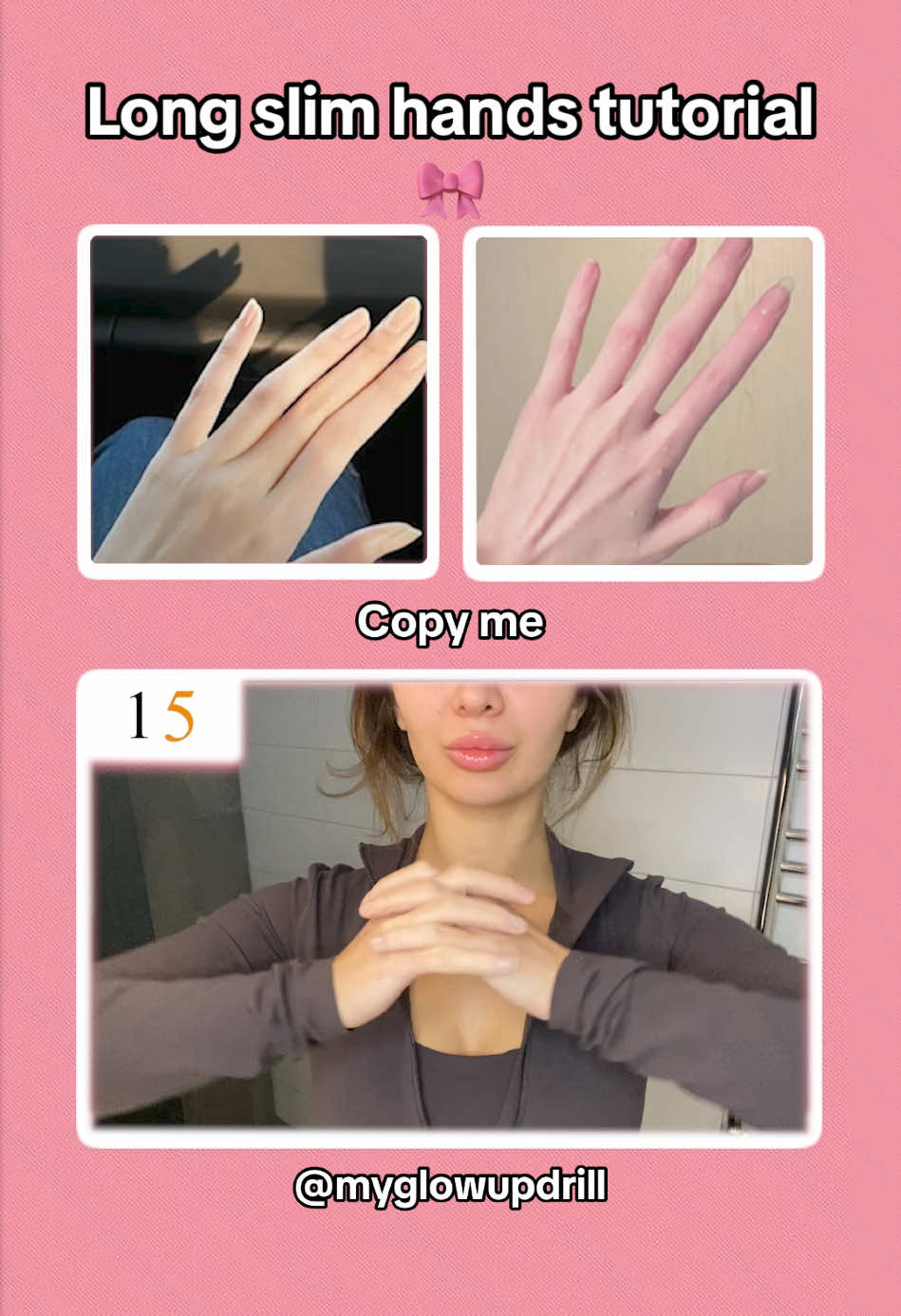 Long slim hands tutorial🎀  #exercise #GlowUp #viral #foryoupage #slimhands #fingers #hands #beauty #furdich 