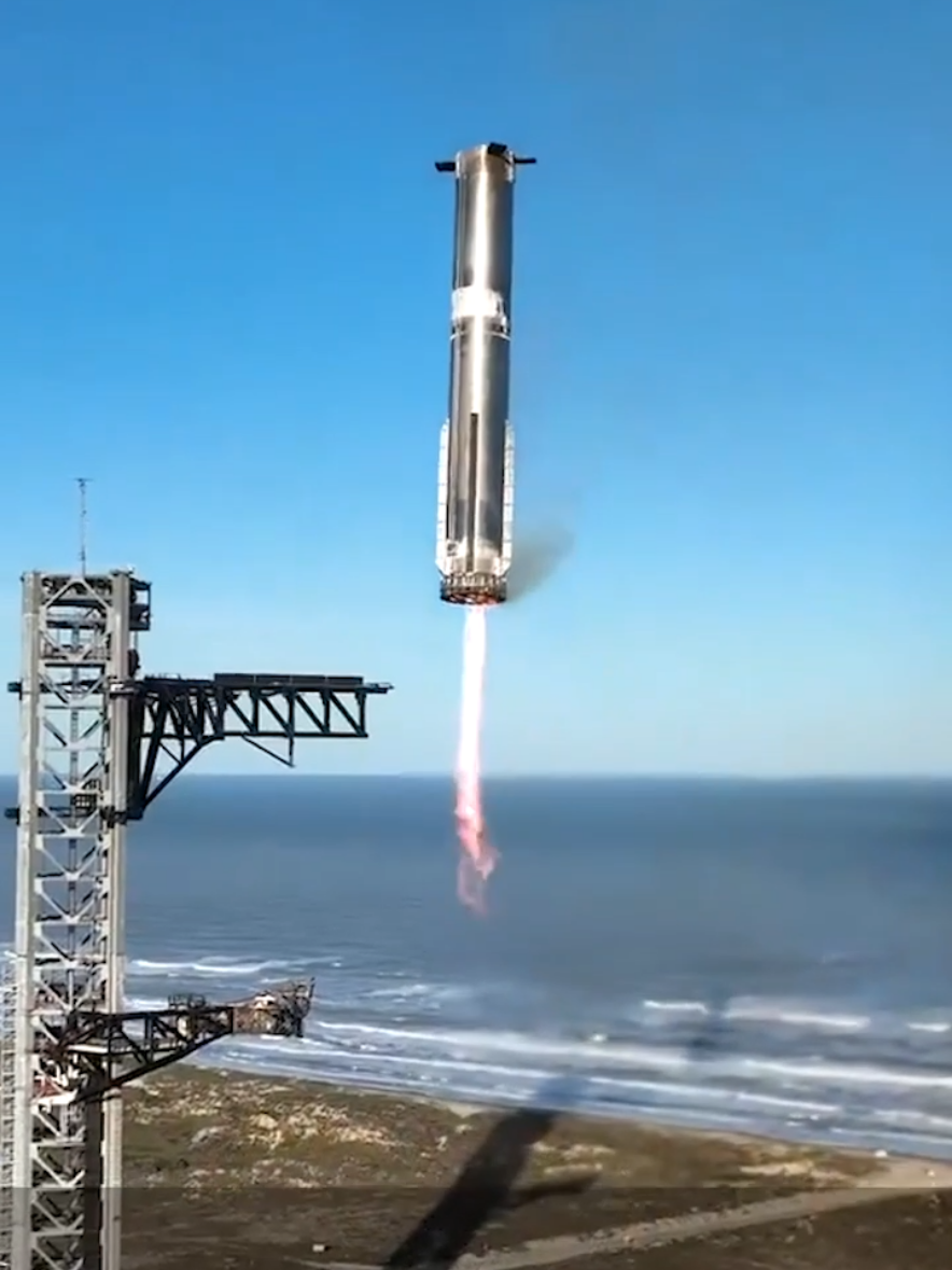 SpaceX performed its 7th Starship test flight from Boca Chica, Texas, on 16 Jan. 2025.  The Super Heavy booster (B14) executed a controlled descent and was successfully caught by the launch tower's 