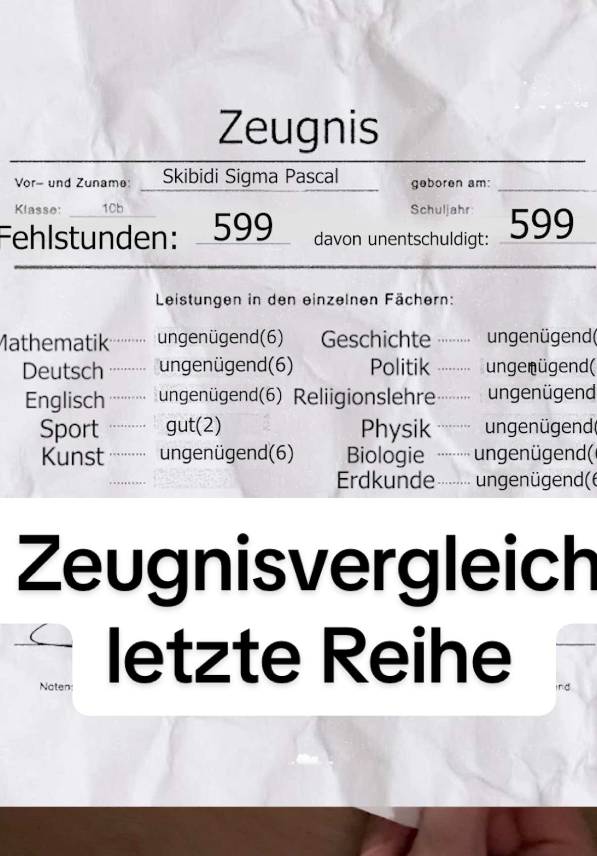 Da ist noch Luft nach unten 😂 #fürdich#schule#zeugnise#note#jeremy#pascal#kevin#justin#sigma