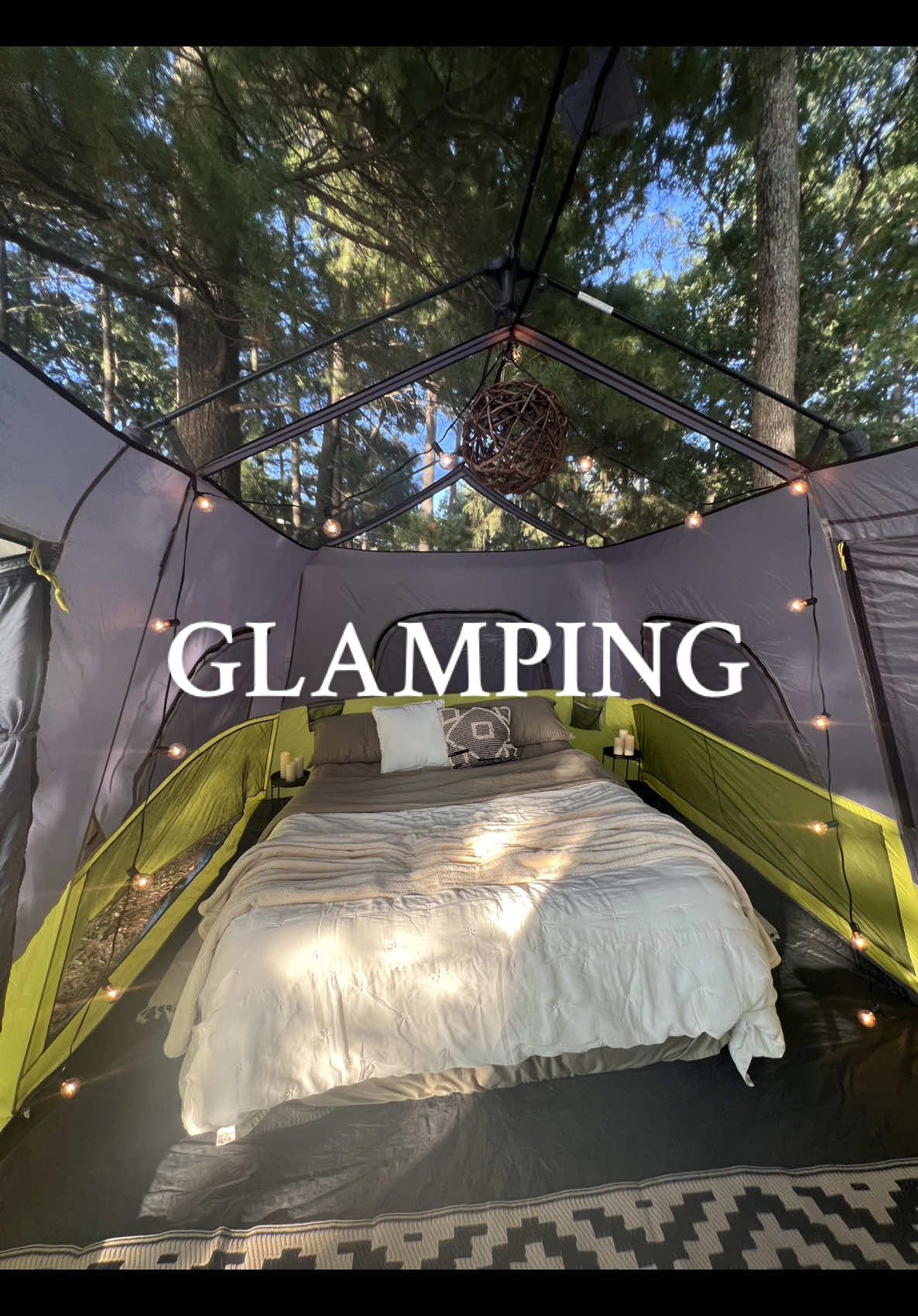 I know I’m extra, & Idc what anyone thinks. My tent was comfy af 😆 this instant tent & camping things are linked on my Amazon 🫶 #glamping #camping #tent #tentcamping #organize