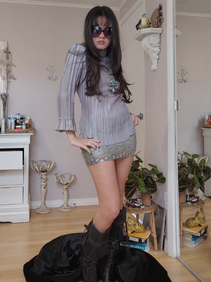 I promise I'm cool underneath my trench 😝 #OOTD #fashioninspo #miniskirt #y2kfashion #fypシ゚viral #relatable 