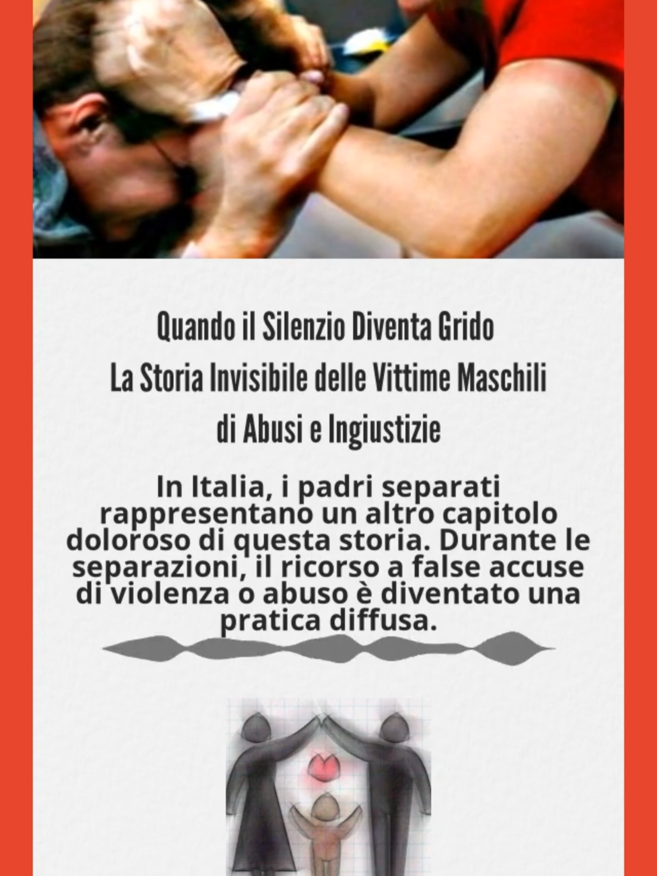 Quando il Silenzio Diventa Grido  La Storia Invisibile delle Vittime Maschili di Abusi e Ingiustizie #laviolenzanonhagenere#lagiustizianoneugualepertutti#servizisocialideviati#sistemagiudiziario#falseaccuse#codicerosso#business#affidi#dirittideibambini#paridirittigenitoriali #Mpdg2024 @mpdg2024 @codicerosso.bfa @angelo_pisaniavv @user80456742413150