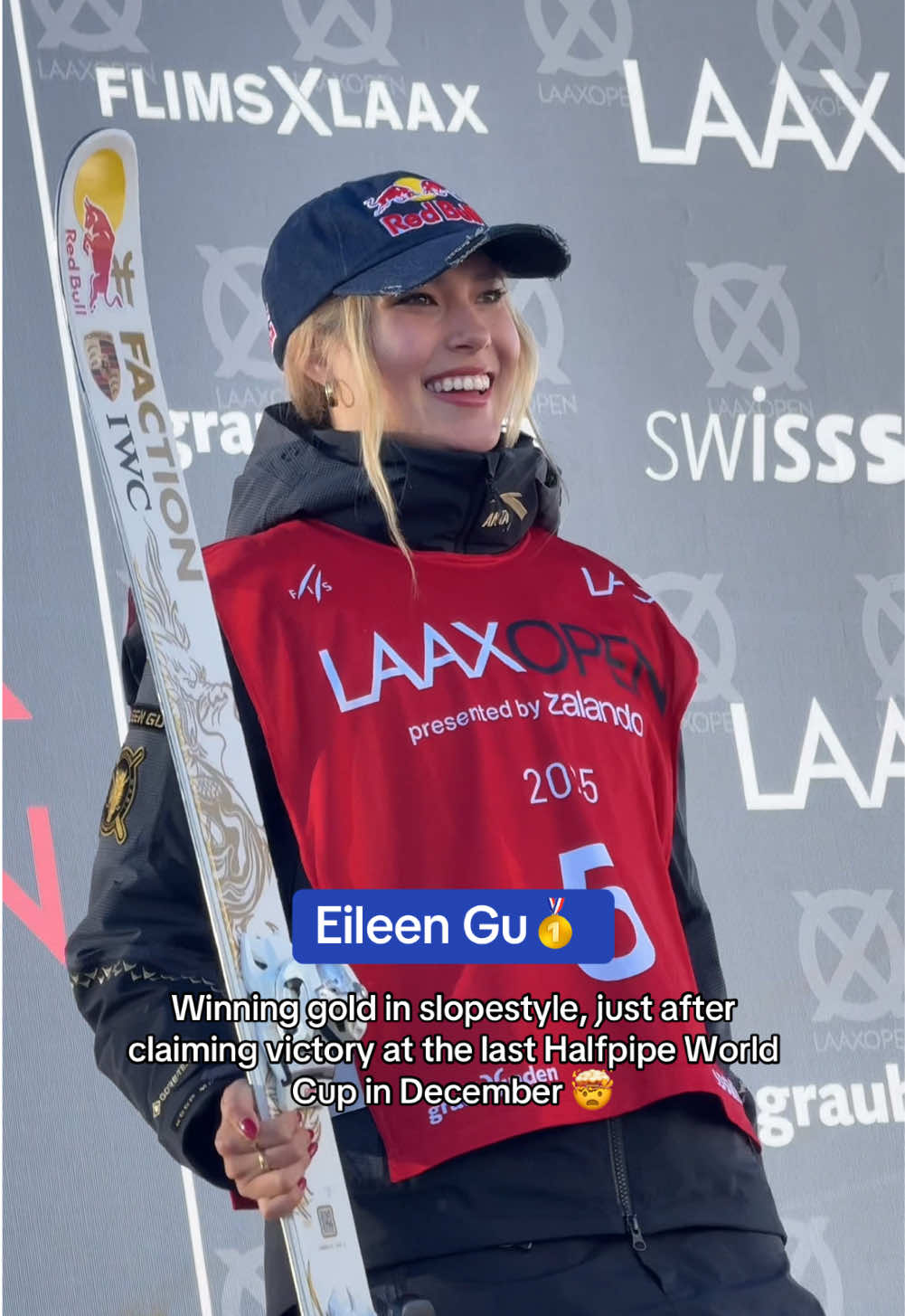 @Eileen Gu will never stop to impress and inspire us 🫶🏼🔥 #fisparkandpipe #laaxopen #wintersport #fisfreeski #skiing #slopestyle #freeskiing #skier #eileengu 