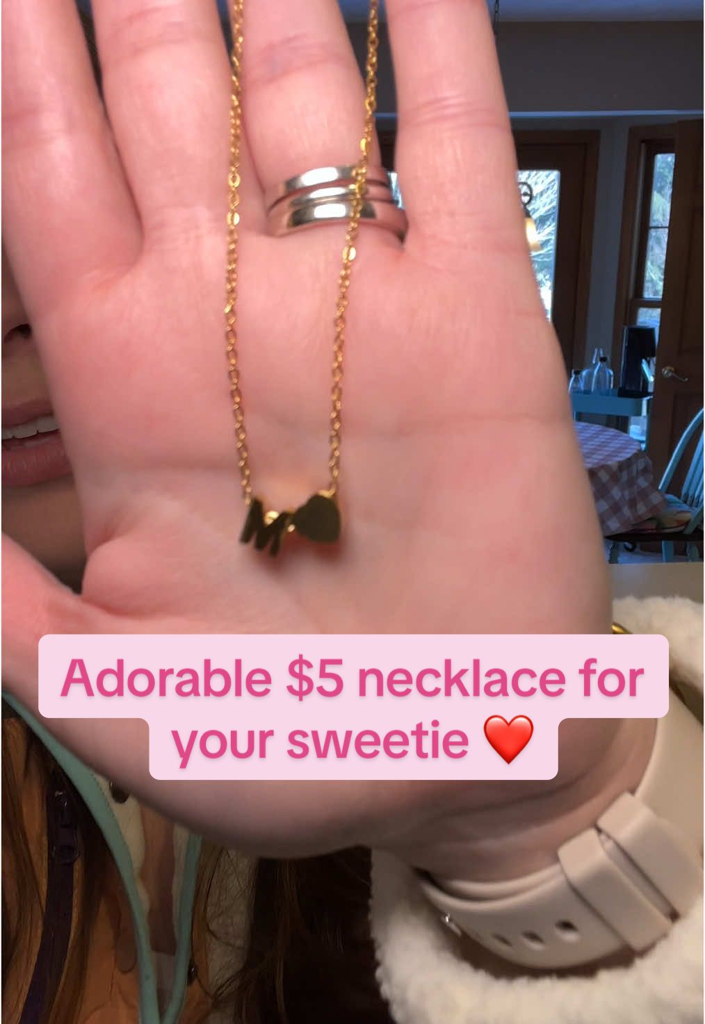This is such a cute necklace for only $5! It would make the perfect Valentine’s Day gift.  ##ValentinesDay##valentinesdaygift##heartnecklace##affordablejewelry##goldnecklace##initialnecklace