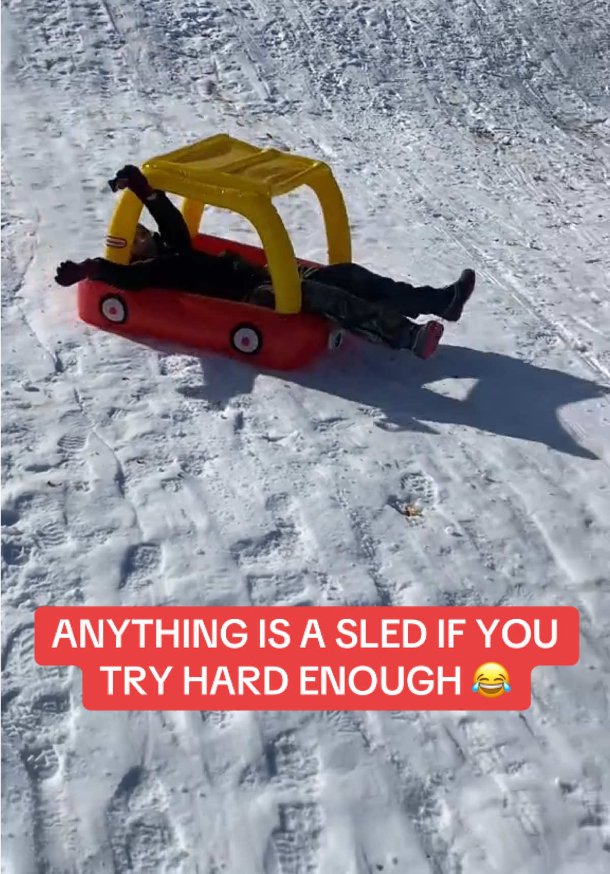 Gotta get creative out here 🤣 #fyp #explore #floaties #sledding #sled #snow #sleddingseason #snowday  (via @Ashley ✌️)