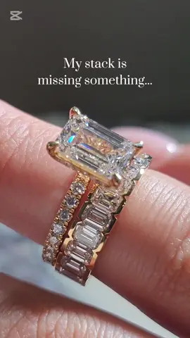 Completes the look ✨️💎 #weddingrings #ringstack #engagementring #diamondring #naderfinejewels #fyp 