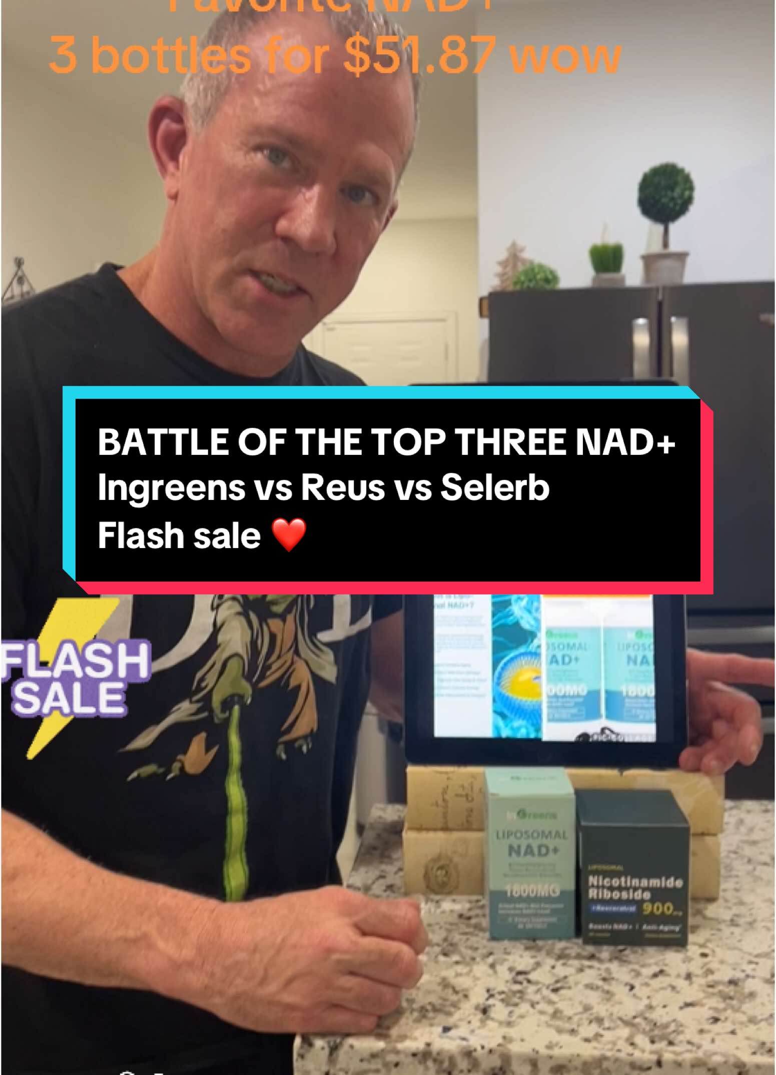 Hey everyone, I have an exciting update on the top NAD+ supplements going viral on TikTok - the InGreens liposome, Reus Research NAD, and SELERB!  Let’s dive into the details: The InGreens liposome is the standout formula, with an impressive 1,200mg dose of NAD (nicotinamide adenine dinucleotide) per 2-capsule serving. NAD is a crucial coenzyme that plays a central role in cellular energy production and DNA repair, making it a powerful anti-aging compound. InGreens takes it a step further by using a specialized liposomal delivery system. This innovative technology encapsulates the NAD in tiny lipid bubbles, dramatically enhancing the absorption and bioavailability compared to regular NAD supplements. In addition to the potent NAD, the InGreens liposome also includes: - Quercetin phytosome - a highly bioavailable form of the antioxidant quercetin - Trans-resveratrol - a polyphenol that activates longevity-promoting sirtuins - Nicotinamide riboside (NR) - 200mg per serving to further boost NAD levels - Trimethylglycine (TMG) - 200mg to support methylation and cellular health Compared to the competition, the InGreens liposome really stands out. It's priced at just $0.58 per full 1,200mg serving (or $0.30 per 600mg serving), offering incredible value. In contrast, the Reus Research NAD supplement provides a solid 500mg dose of NR (nicotinamide riboside) per serving, but at a higher cost of $1 per serving. And the SELERB supplement is a proprietary blend, so you don't have full transparency on the exact ingredients and their dosages. It's priced at $0.66 per serving. So the InGreens liposome comes out on top with its comprehensive formula, enhanced bioavailability, and unbeatable value. With the comparison: The InGreens liposome comes out on top with its comprehensive formula, enhanced bioavailability, and unbeatable value.  At just $0.58 per full 1,200mg serving (or $0.30 per 600mg serving), the InGreens liposome offers incredible cost-effectiveness compared to the competition. In contrast, the Reus Research NAD supplement, while providing a respectable 500mg dose of nicotinamide riboside (NR) per serving, comes at a higher price point of $1 per serving. And the SELERB supplement, being a proprietary blend, lacks transparency on the exact ingredients and their dosages. It's priced at $0.66 per serving. The standout features of the InGreens liposome really make it the superior choice: - Massive 1,200mg NAD dose per serving for unparalleled cellular support - Liposomal delivery system for enhanced absorption and bioavailability - Inclusion of quercetin phytosome, trans-resveratrol, NR, and TMG for comprehensive benefits - Independent third-party testing to ensure quality and potency With TikTok potentially facing a ban this Sunday, now is the perfect time to take advantage of the incredible flash sale on the InGreens liposome - 3 bottles for just $51.87.  Grab this opportunity to stock up on what I believe is the best NAD+ supplement on the market. As always, remember to consult your healthcare provider before starting any new supplement regimen. Let me know if you have any other questions! And of course run this by your doctor and combine it with a holistic lifestyle! Take care. NADSupplements #AntiAgingSupplements #CellularHealth #EnergyMetabolism #DNARepair #QuercetinPhytosome #TransResveratrol #NicotinamideRiboside #Methylation #LiposomeDelivery #HealthyAging #WellnessBoost #NaturalSupplements #BiohackingNutrition #VitalityEnhancement #TikTokTrending #FlashSale #HealthyLifestyle #FitnessFuel #NutritionOptimization #MetabolismSupport