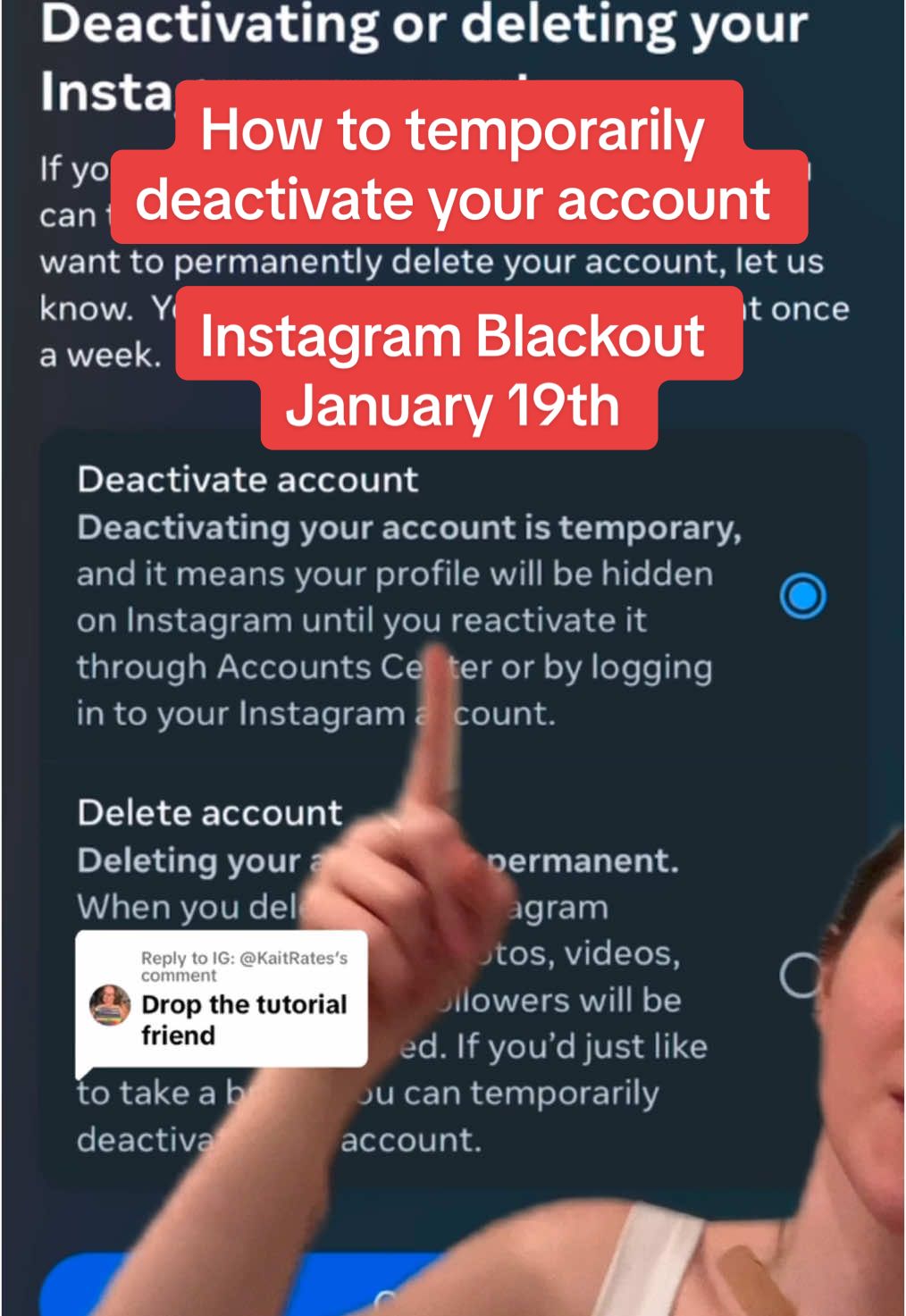 Replying to @🌺☀️🏝 we could all use a digital detox. Let's blackout Instagram for funsies on January 19th for a few days. You in? #tiktokban #instagramblackout #digitaldetox #tiktokbanupdate #tiktokbanned #savetiktok #freespeech 