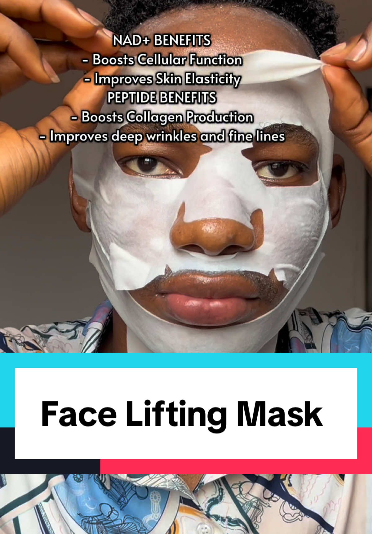 @numbuzin Official @numbuzin NAD+BIO Lifting-sil Full Face Mask  Clinically proven to improve 6 types of wrinkles in 4 weeks and reduce facial puffiness within 8 hours.  - Suitable for all skin types. - Target concerns like fine lines, sagging skin, enlarged pores, and loss of elasticity. - Focus on comprehensive facial rejuvenation and firming. The lower part has two different ear holes where you can hook your ears, giving you different lifting intensities depending on your needs.    Would you like to try this ? . . . .  #facelifting #jawline #instantfacelift #jowls #doublechin #sculptedface #NAD #sheetmask #numbuzin #kbeauty #skincaretips #healthyskin #fyp 