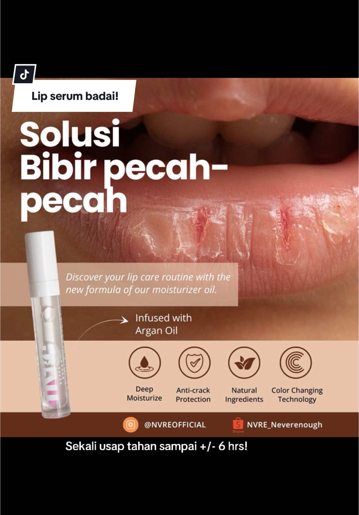 Iseng2 nyobaiin lip serum anti “kanker” aka kantong kering, hasilnya puas sih 🤣 Disclaimer: hasil setiap orang mungkin berbeda warna, tergantung kondisi dasar bibir kalian ya #nvreofficial #reviewiseng #fyp #lipserum #rekomendasiserum #bibirsehat #bibirpecahpecah 