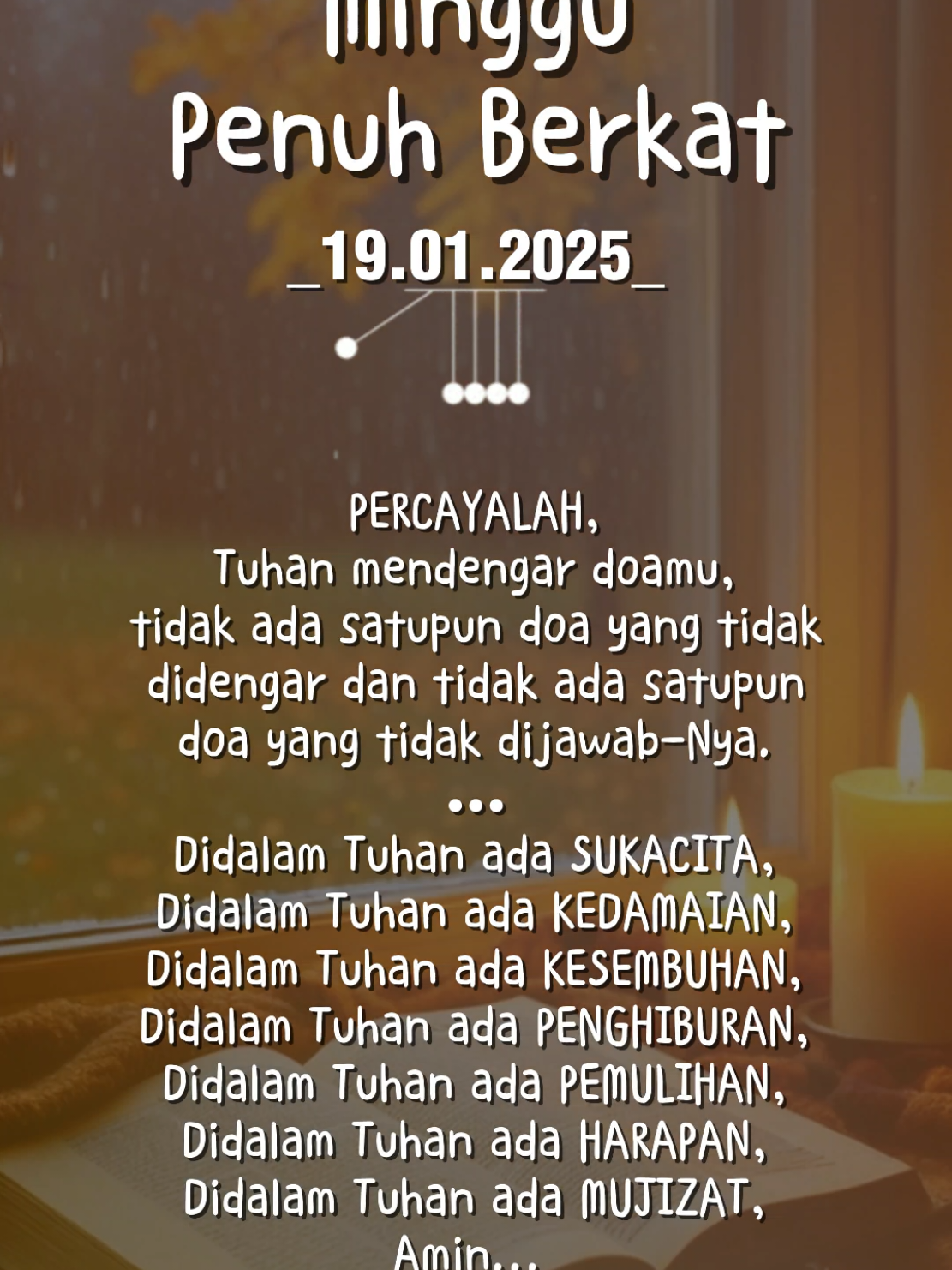 Minggu Penuh Berkat .  .  .  .  .  .  #templatecapcut #happysunday #template #rohani_kristen #ayatalkitab #rohanikristen #inspirasikristen #fypシ゚ #fypdong #saatteduh #19januari2025 #katakatakristen #doakristen #lagurohani #musikrohani #storywa #dedikawan #capcut 