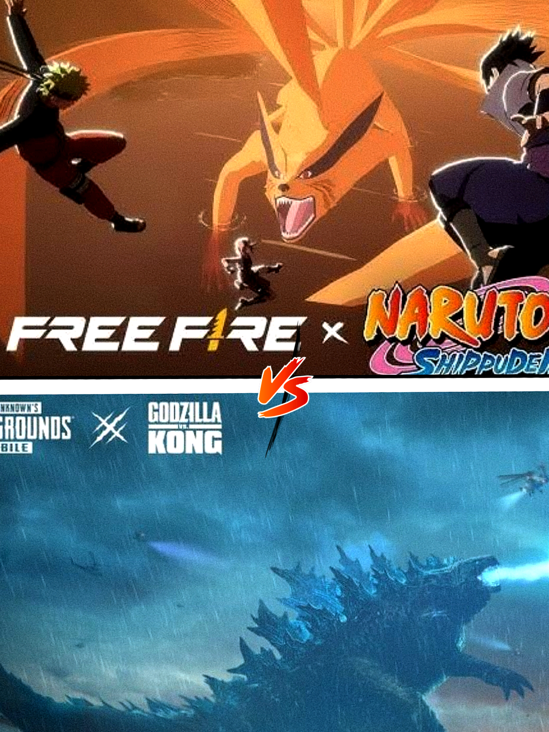 Freefire VS Pubg #freefire #pubg #narutoshippuden #godzilla 