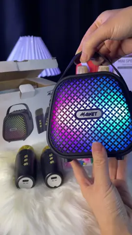 Mini wireless karaoke speaker 2mic#speakerbluetooth #wirelessspeaker #musikboxbloutooth #protablespeaker #fyp 