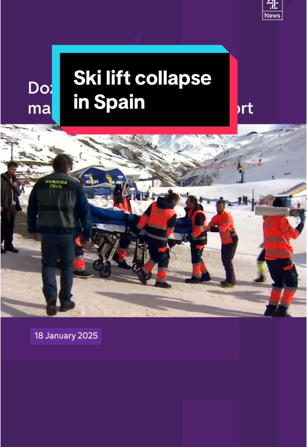 Dozens of people have been injured in Spain after they were thrown from a malfunctioning ski lift. Around 80 people were left trapped on the fifteen-metre high chairlift at the resort of Astun in the Pyrenees near the French border. #News #Channel4News #Spain #Skiing #SkiLift