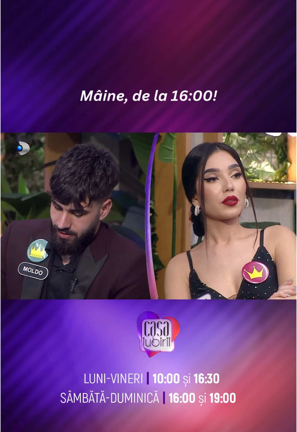 Mâine, în Casa ❤️!! O nouă ediție, de la 16:00!  #kanaldromania #casaiubirii 